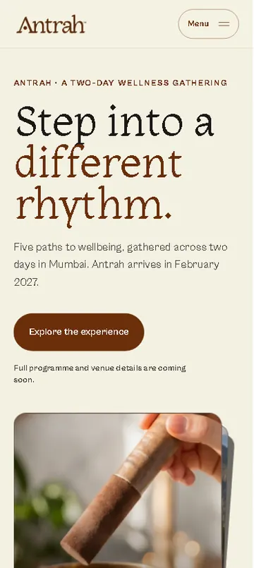 Antrah Wellness on a phone