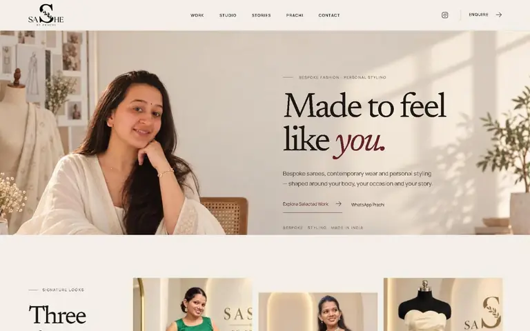 Sashe by Prachi website