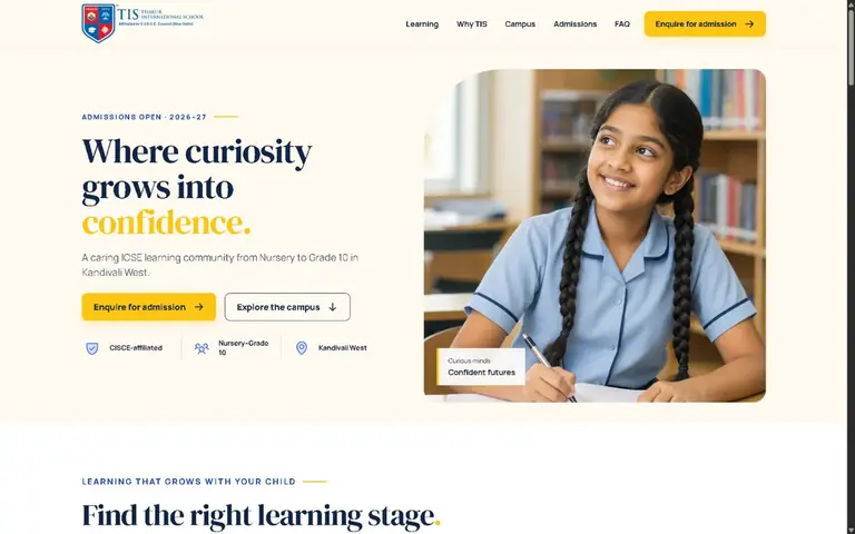 TIS Admissions 2026–27 website
